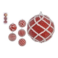 Bolas de Navidad efecto nevado de 8 cm - 3 unidades