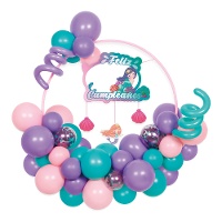 Kit de globos de sirena con aro y cartel - 36 unidades