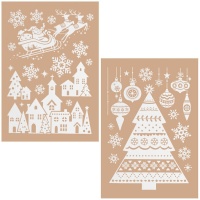 Decoración adhesiva para ventana de Navidad blanca de 24,5 x 43 cm - 1 lámina