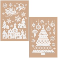 Decoración adhesiva para ventana de Navidad blanca de 24,5 x 43 cm - 1 lámina