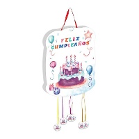 Piñata de Feliz Cumpleaños acuarela de 50 x 35 cm