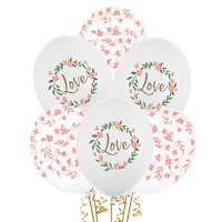 Globos de látex de Love & Leaves de 30 cm - PartyDeco - 50 unidades