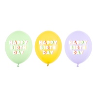 Globos de látex multicolor de Happy Birthday de 30 cm - 50 unidades
