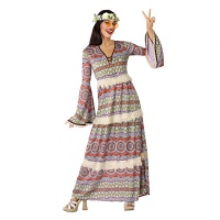 Disfraz de hippie largo con flecos para mujer