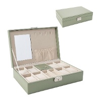 Joyero de color verde de 30 x 20 x 8,2 cm