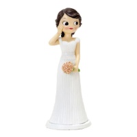 Figura para tarta de novia con mano en la mejilla de 21 cm