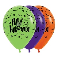 Globos de látex de Happy Halloween con dibujos de 30 cm - Sempertex - 12 unidades