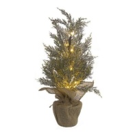 Árbol de Navidad decorativo de yute con luz de 55 cm
