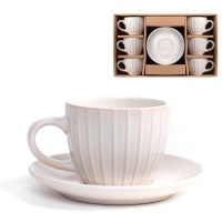 Taza de café de 220 ml marfil a rayas - DCasa - 4 servicios