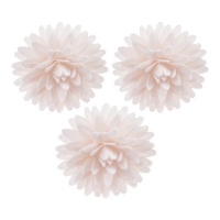 Obleas de flores de pompón blancas de 4,5 cm - Dekora - 12 unidades