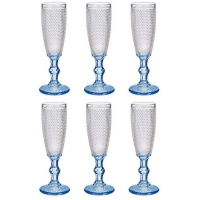 Copa de 180 ml para cava con puntos y base cobalto - 6 unidades
