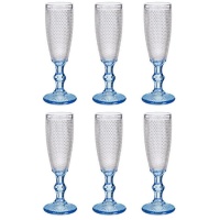 Copa de 180 ml para cava con puntos y base cobalto - 6 unidades