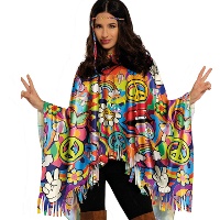 Poncho hippie paz y amor para adulta