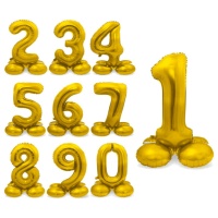 Globo de número dorado con base de 72 cm - Folat