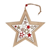 Colgante de estrella de madera de Navidad de 19,5 cm