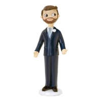 Figura para tarta de boda de novio con barba de 21 cm