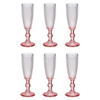 Copa de 180 ml para cava con puntos y base rosa - 6 unidades
