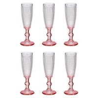 Copa de 180 ml para cava con puntos y base rosa - 6 unidades