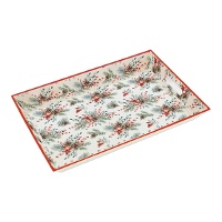 Bandeja de 45 x 31 de plástico de Navidad estampado flores con asas