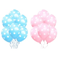 Globos de látex con puntos blancos de 30 cm - 8 unidades