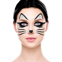 Joyas adhesivas faciales gata purpurina