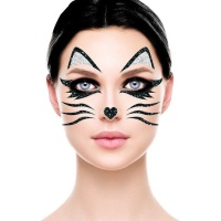 Maquillaje adhesivo gata purpurina