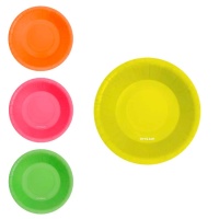 Bols de 17 cm redondos de cartón colores flúor - 6 unidades