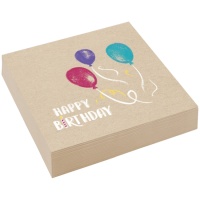 Servilletas de Happy Birthday kraft de 16,5 x 16,5 cm - 20 unidades