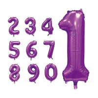 Globo de número púrpura satinado de 86 cm