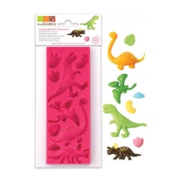 Molde para fondant de Dinosaurios de silicona de 16 x 6 x 0,8 cm - Scrapcooking - 9 cavidades