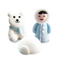 Figuras de azúcar 3D de oso polar, iglú y esquimal - Scrapcooking - 3 unidades