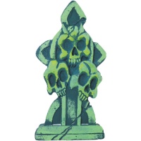 Lápida de calaveras verdes de 43 x 22 cm