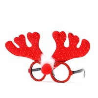 Gafas rojas de reno de navidad