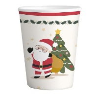 Vasos de Papá Noel rojo y blanco de 266 ml - 6 unidades
