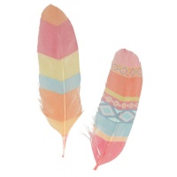 Plumas decorativas con estampados étnicos - 6 unidades