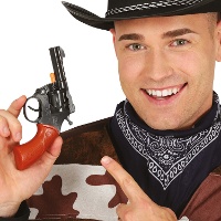 Pistola de vaquero marrón y negra de 18 cm