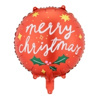 Globo de Merry Christmas rojo de 45 cm - PartyDeco