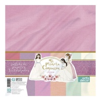 Kit de papeles de scrapbooking de Mi Primera Comunión rosa - Artis Decor - 18 hojas