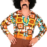 Camisa disfraz años 70 hippie cuadrados