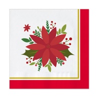 Servilletas de flor de Navidad de 16,5 x 16,5 cm - 30 unidades