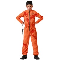 Disfraz de preso naranja sangriento para niño