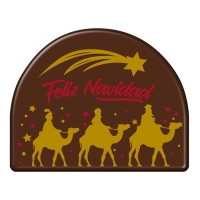 Letrero de chocolate negro Feliz Navidad con los Reyes Magos - Dekora - 42 unidades