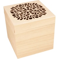 Caja de madera cuadrada flor de 15 x 15 x 15 cm