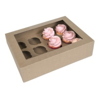 Caja para 12 cupcakes color kraft de 34 x 25,5 x 9 cm - House of Marie - 2 unidades