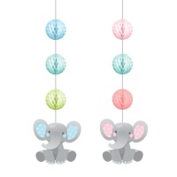 Colgantes decorativos de Elephant Baby Boy - 3 unidades