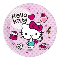 Platos de Hello Kitty con topos de 23 cm - 8 unidades