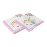 Servilletas de Unicornio floral de 16,5 x 16,5 cm - 12 unidades