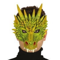 Máscara de dragón verde de media cara