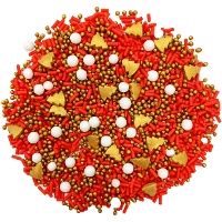 Sprinkles de árbol dorado y perlas de 100 gr