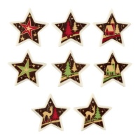 Figuras de azúcar de estrellas de Navidad decoradas de 4,4 x 4,6 cm - Dekora - 48 unidades